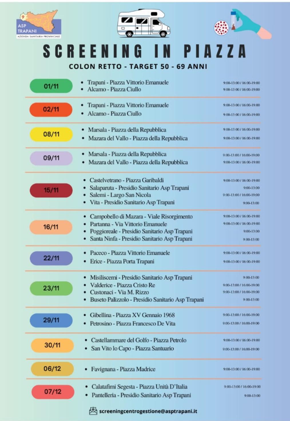 Screening gratuiti in provincia di Trapani: kit in piazza per la diagnosi precoce del tumore