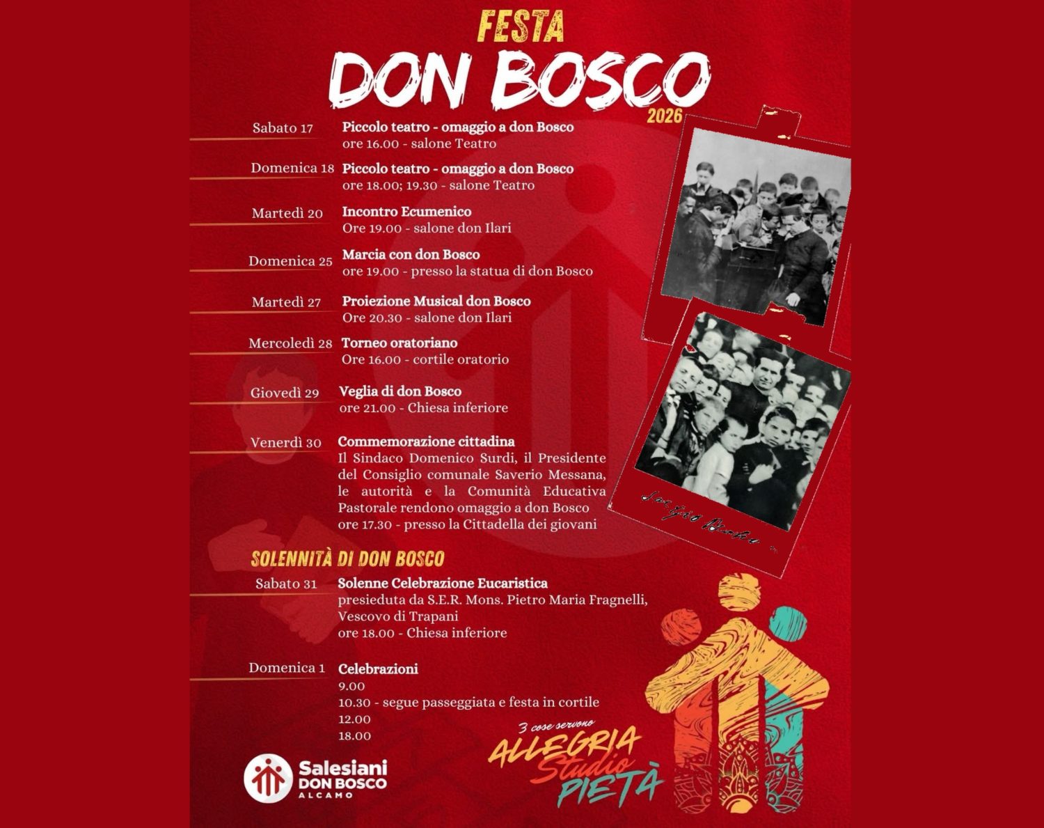 Festa di Don Bosco ad Alcamo: i 68 anni dell’Opera Salesiana tra fede e sociale